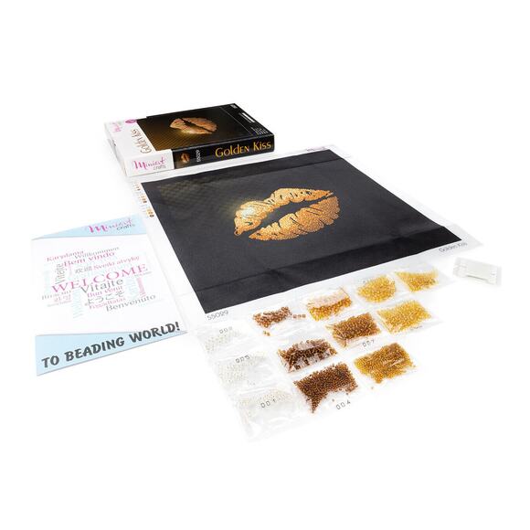 Embroidery Kit Bead Miniart Crafts 55029 Golden Kiss DIY Handmade Home Decor - Picture 3 of 5
